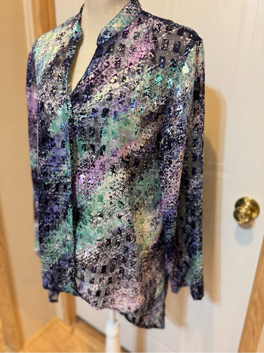 Ruby Rd Sz 10 Multi-Color Patterned Button-Front Women's Top EUC ๐๐ - Picture 5 of 7